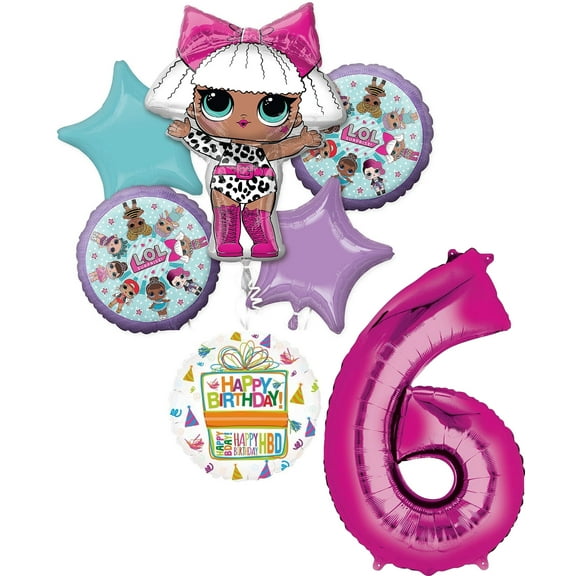 LOL Party Supplies 6th Birthday Balloon Bouquet Decorations