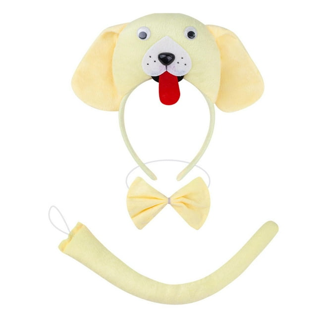 Conjunto de diadema y pajarita con cola de animal, disfraces de dibujos animados para niños para presentaciones en , baile de graduación Amarillo claro