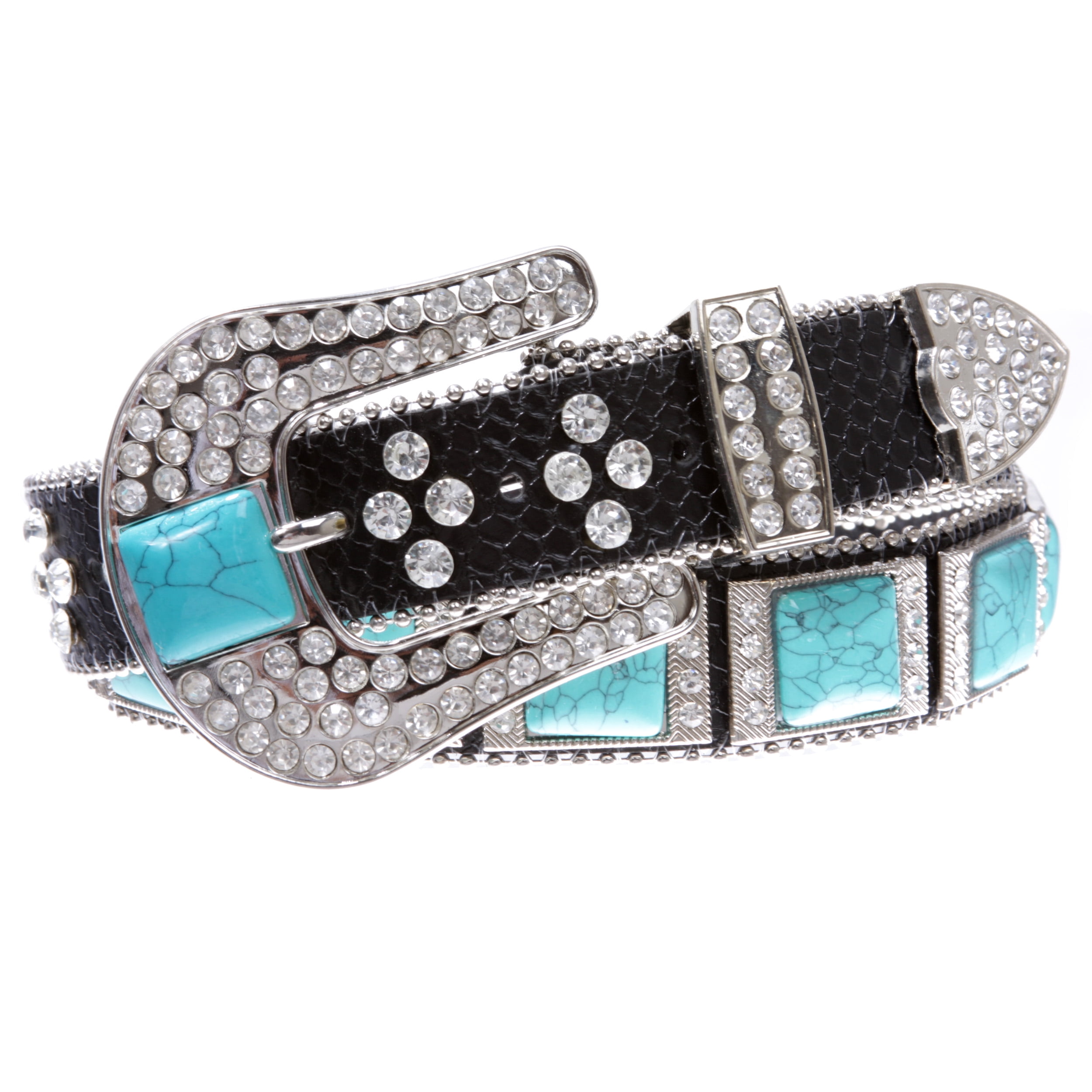 5923 Boho Turquoise Concho Belt Western Bling Rhinestone Chain Cowgirl Abby Turquoise Western Chain Belt – The Bevel Label main image 4