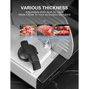 Meat Slicer, 200W Electric Food Slicer for Home Use, Meat Slicer with Two 7.5 Sharp Stainless Steel Blade(Serrated + Smooth) & 0-15mm Precise Thickness Cut Deli Food, Silver