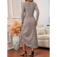 thumbnail image 6 of Women'S Knit Cardigan and Stretchy Waist Skirt Two Piece Set, Ribbed Knitting Casual Outfit Khaki S, 6 of 8