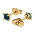 thumbnail image 2 of 14K Solid Gold Push Back Stud Earrings for Women | 0.5 cttw Round Cut Natural London Blue Topaz | Yellow Gold, 2 of 5