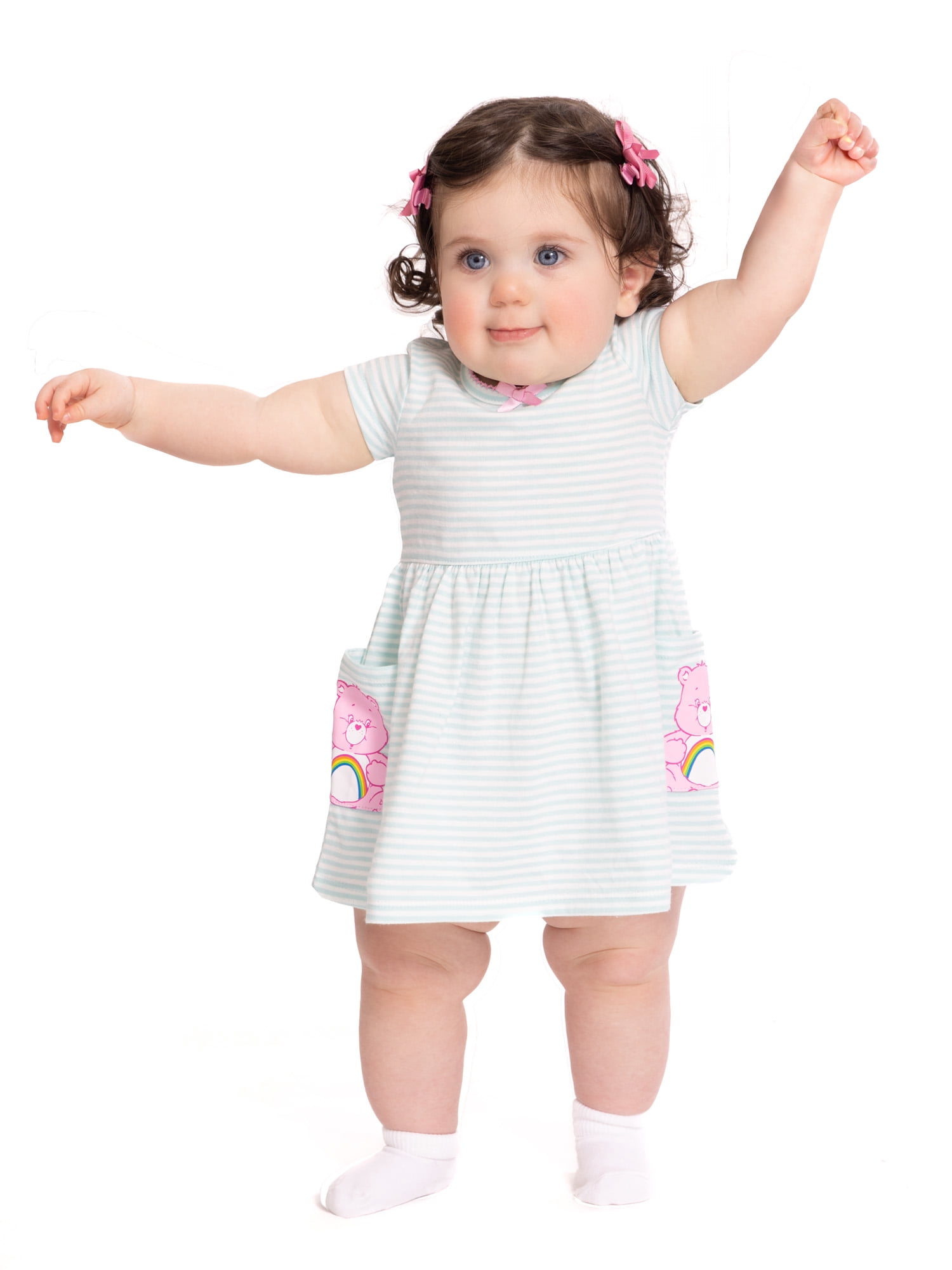 Care Bears Baby Girl Print Dress with Matching Diaper Cover Set, 2-Piece, Sizes 0/3M-6/9M