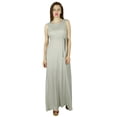 thumbnail image 6 of Bimba Women Maxi Dress Cotton Beige Sleeveless Gown Summer Custom Clothing, 6 of 6