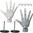 thumbnail image 2 of Articulated 1:1 Scale PVC+ABS Hand Model with Movable Joints & Replaceable Nails - Adjustable Poseable Mannequin Hand for Art Painting Reference, Jewelry Display, Nail Practice - Includes Black Base, 2 of 7