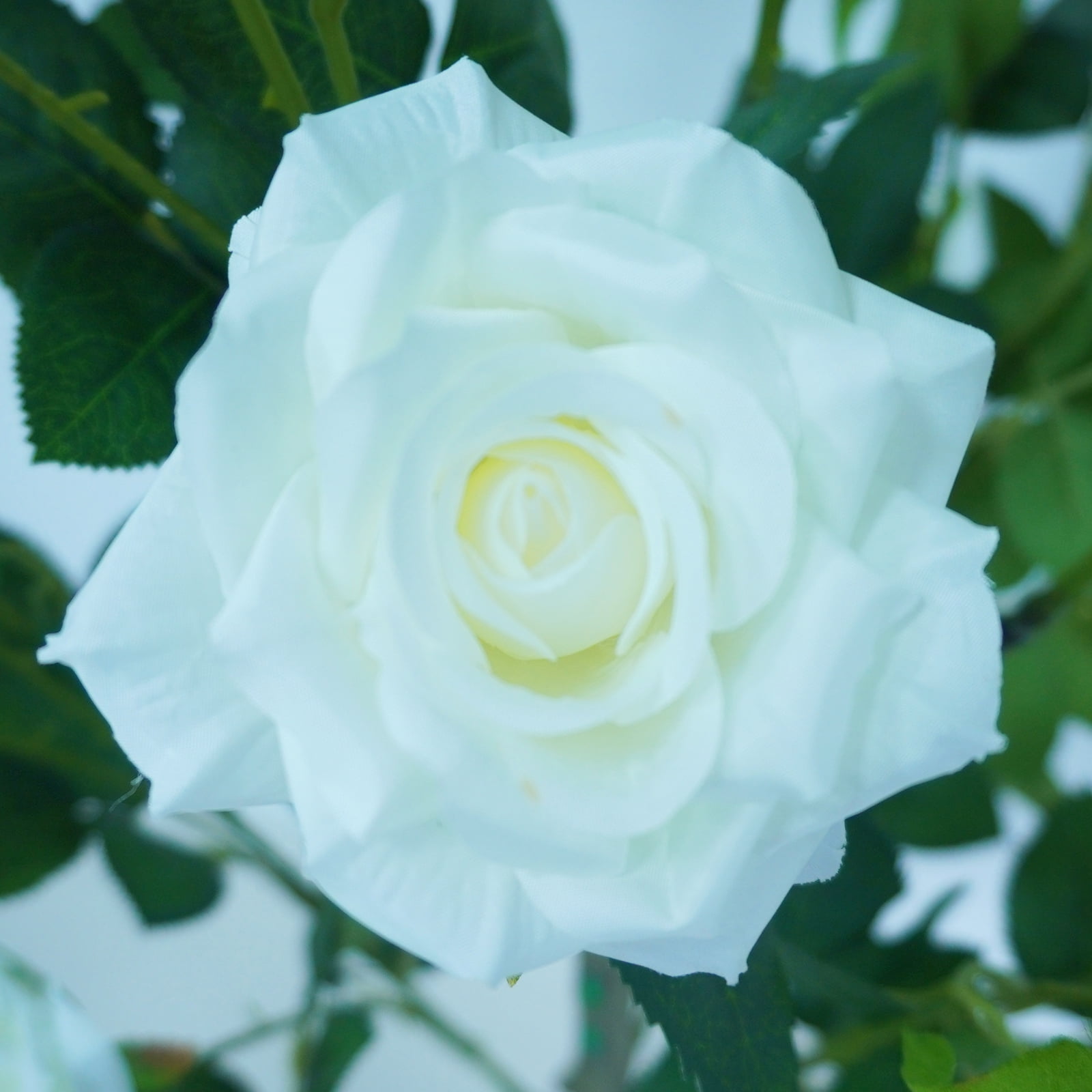 Lifelike & UV Resistant Artificial Rose Tree – 120cm Faux Plant with Silk Flowers & Plastic Leaves, White Pot, Easy Maintenance, Nordic Home/Office Décor