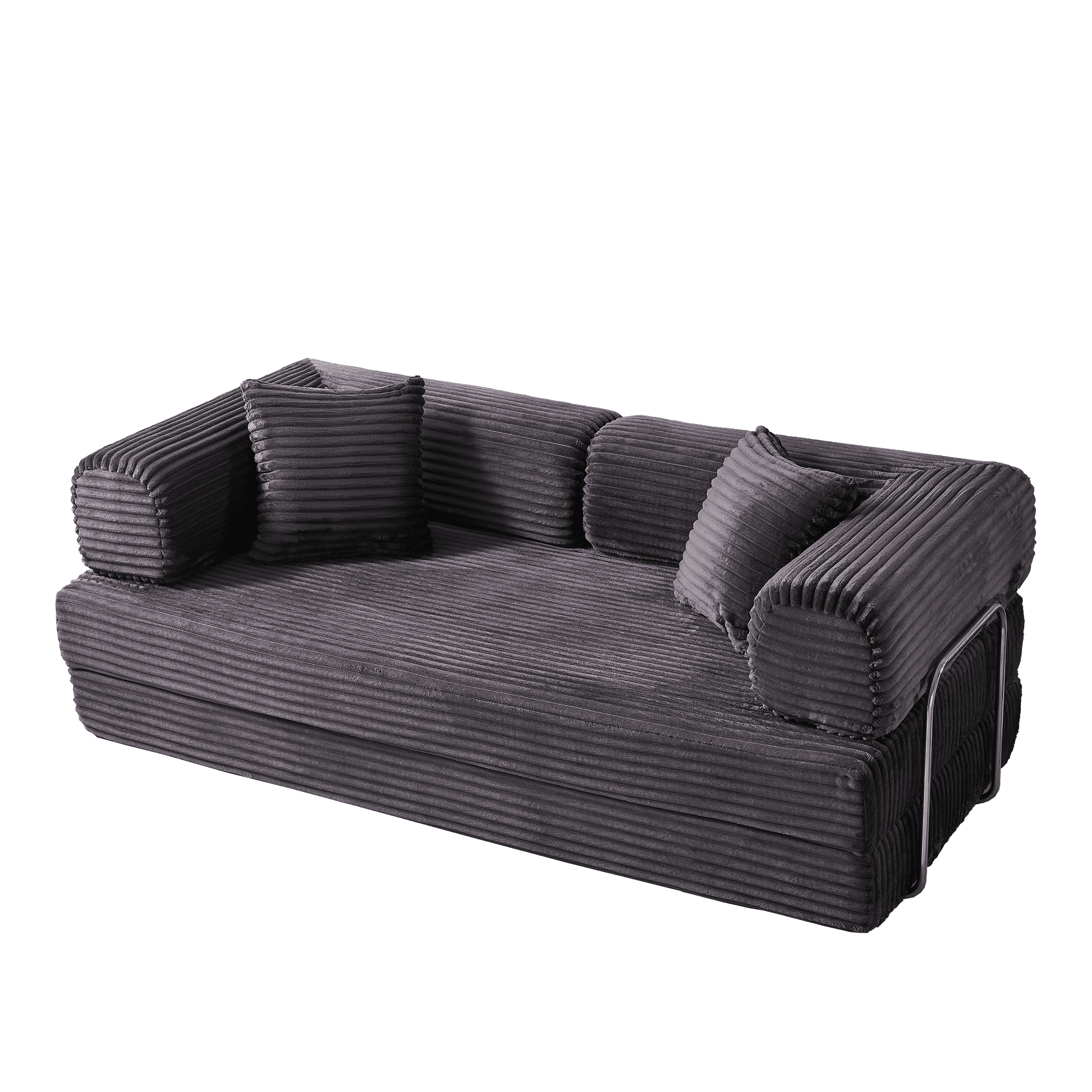 BSHTI 4-in-1 Modular Convertible Sofa Bed – No Assembly Required, Vacuum Compressed, High-Density Foam, Corduroy Fabric, Foldable Floor Couch, Space Saver, for Apartment Dorm Office