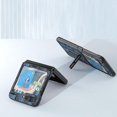 thumbnail image 3 of Funda de cuero genuino con textura Mahjong y soporte para Samsung Galaxy Z Flip5 (azul), 3 of 5