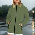 thumbnail image 2 of Duoif Rain Jacket Women, Women's Thin Charge Jacket Overcoat Cardigan Standing Collar Jacket Travel Camping Jackets for Women Green L, 2 of 4