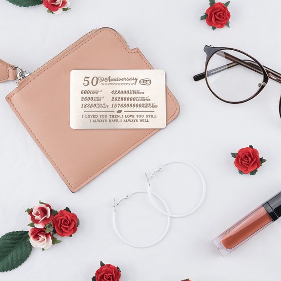 LOLIPPYY 2 Pcs Wallet Insert Cards Wedding Anniversary Cards 50th Anniversary Gifts