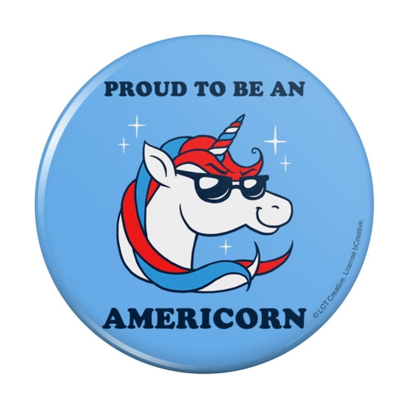 Proud To Be An Americorn American Unicorn Funny Humor Pinback Button Pin