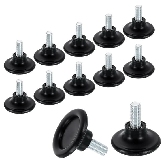 12Pack M8 Thread Furniture Feet Levelers, 38x19 Adjustable Leveling Screw, Black