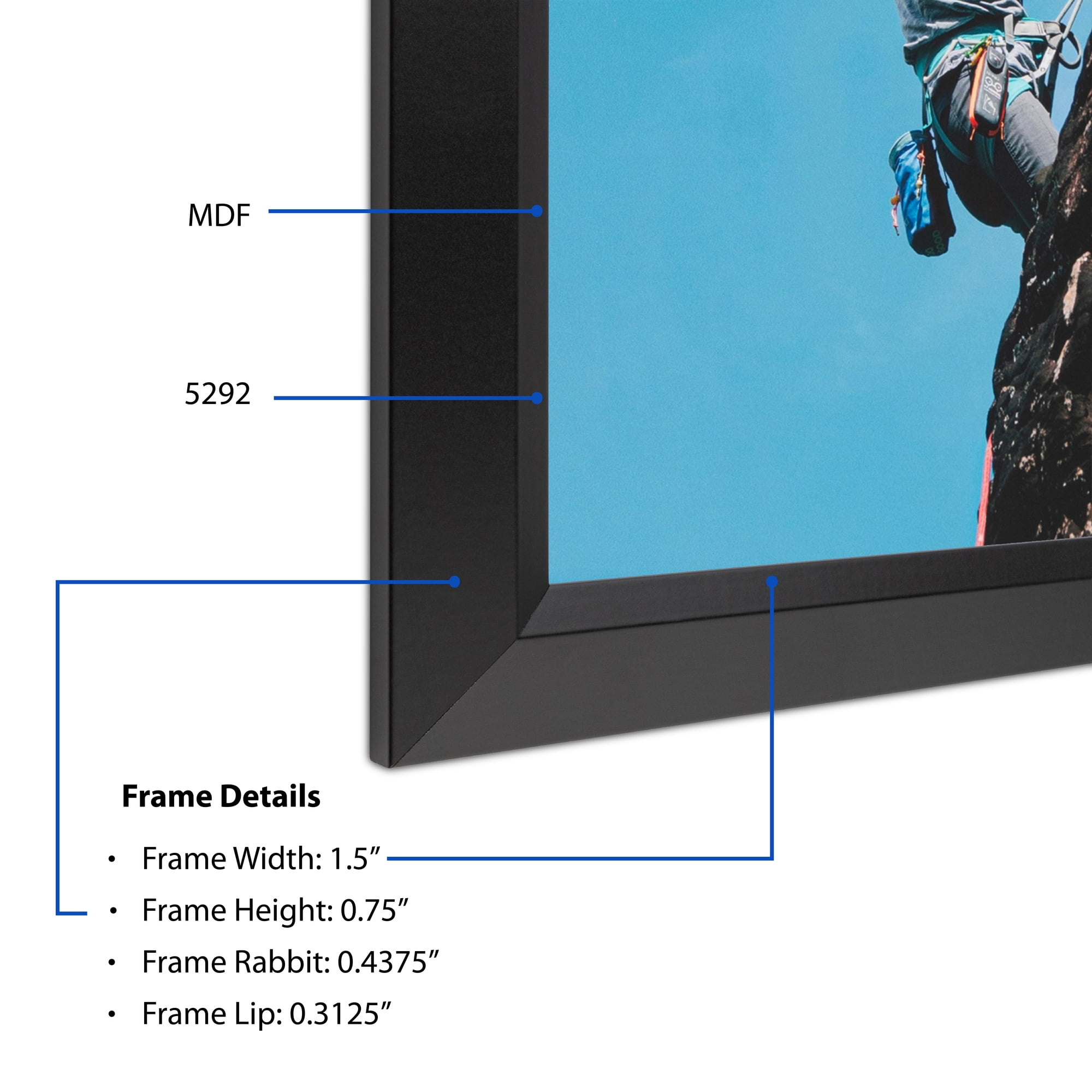 ArtToFrames 18" x 24" Black Picture Frame, 18x24 inch Black MDF Poster Frame (WOM-5292),  Pack