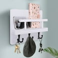 thumbnail image 4 of YIHATA Key and Mail Holder for Wall Hooks Key Hanger for Wall with Shelf Wood Wall Shelf with Hooks for Wall Decorative Retro Hanging Organizer Rustic Farmhouse Decor for Entryway (White), 4 of 7
