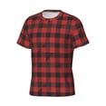 thumbnail image 5 of Qekee Red Black Plaid Classic Fit T-Shirt Men's Shirt Men's Tight Short Sleeves for Exercise, Running, Mountaineering - Red Black Plaid, 5 of 9