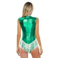 thumbnail image 2 of Nyeemya Women's Sequins Metallic Cocktail Tassel Latin Dance Dress Fringed Rumba Salsa Dance Costume Green S, 2 of 7