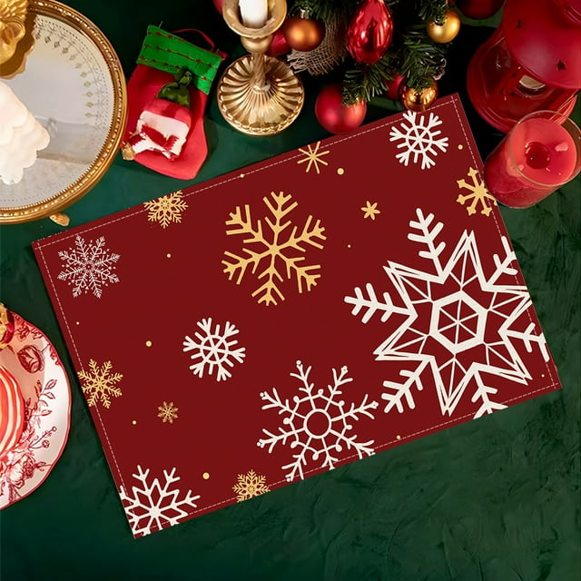 Dvkptbk Napperons à Thème Flocon de Neige de Noël en Polyester Isolés Décorations de Noël