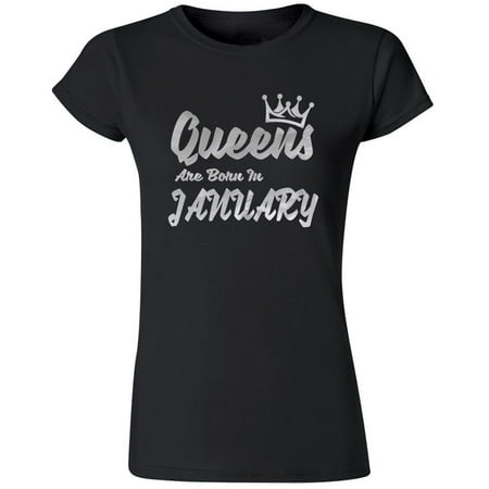 New GOLD Queens Are Born In January Months VNECK Tshirt Birthday Party Tee Shirt Size