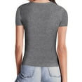 thumbnail image 4 of Plus Size Summer Clothes for Women Short Sleeve Long Sleeve Square Neck T Shirts Tops Tees Tourist Long Shirt Small Shirt V Neck Western Ladies Shirts Laye Tees for Women Loose Tops Grey M, 4 of 7