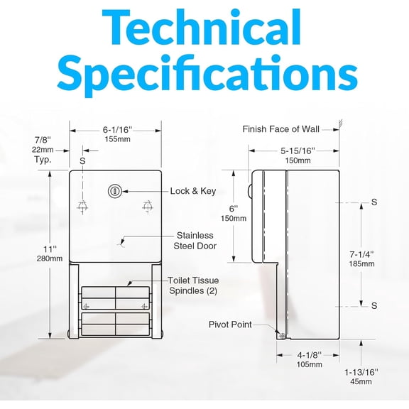 Surface-Mounted Multi-Roll Toilet Paper Tissue Dispenser, Satin-Finish Stainless Steel (Model B-2888)