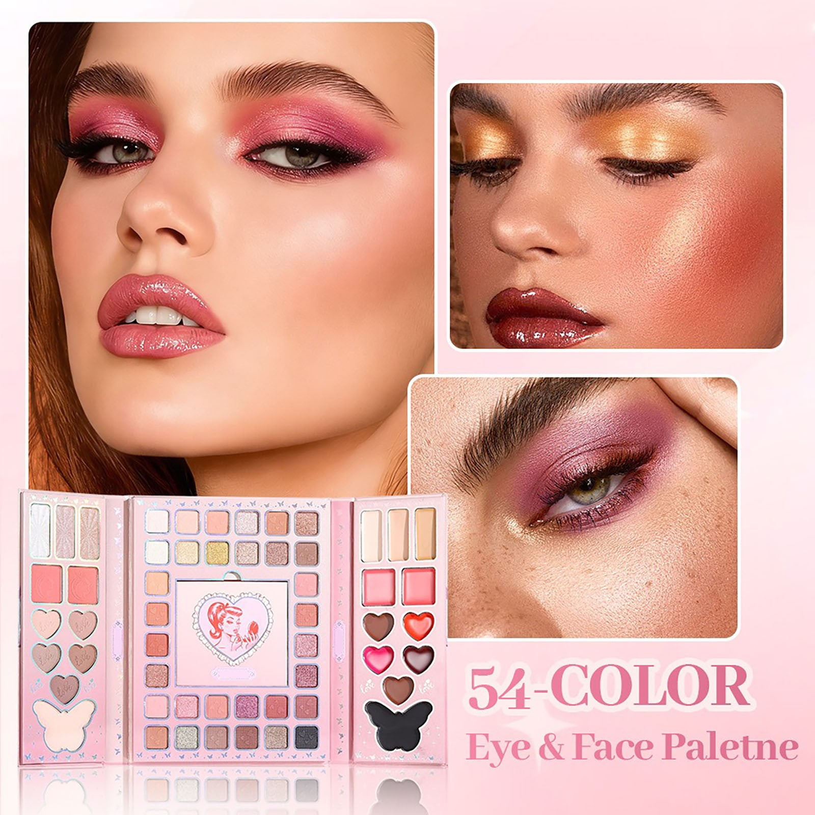 54 Color Pearlescent Matte Palette,Versatile Eye Shadow Matte Shimmer With Brush Set,Highly Pigmented Eye Shadow Set for Women,Long Lasting Waterproof Everyday Wear For Commuting,Dating