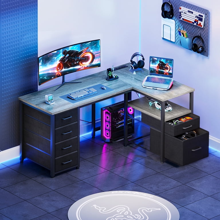 Casacomoda 55 inch Computer Desk with 5 Drawers and File Cabinet