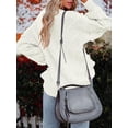 thumbnail image 5 of Liacowi Women Knit Sweater Long Sleeve Crew Neck Solid Pullover Warm Sweater with Balls for Fall Winter, 5 of 6