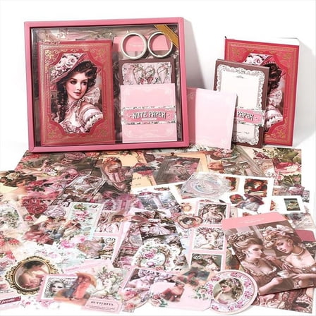 Rollbacks & More 140PCS Vintage Scrapbooking Kit - Aesthetic Classical Art Supplies for Journals, DIY Crafts, -Journals