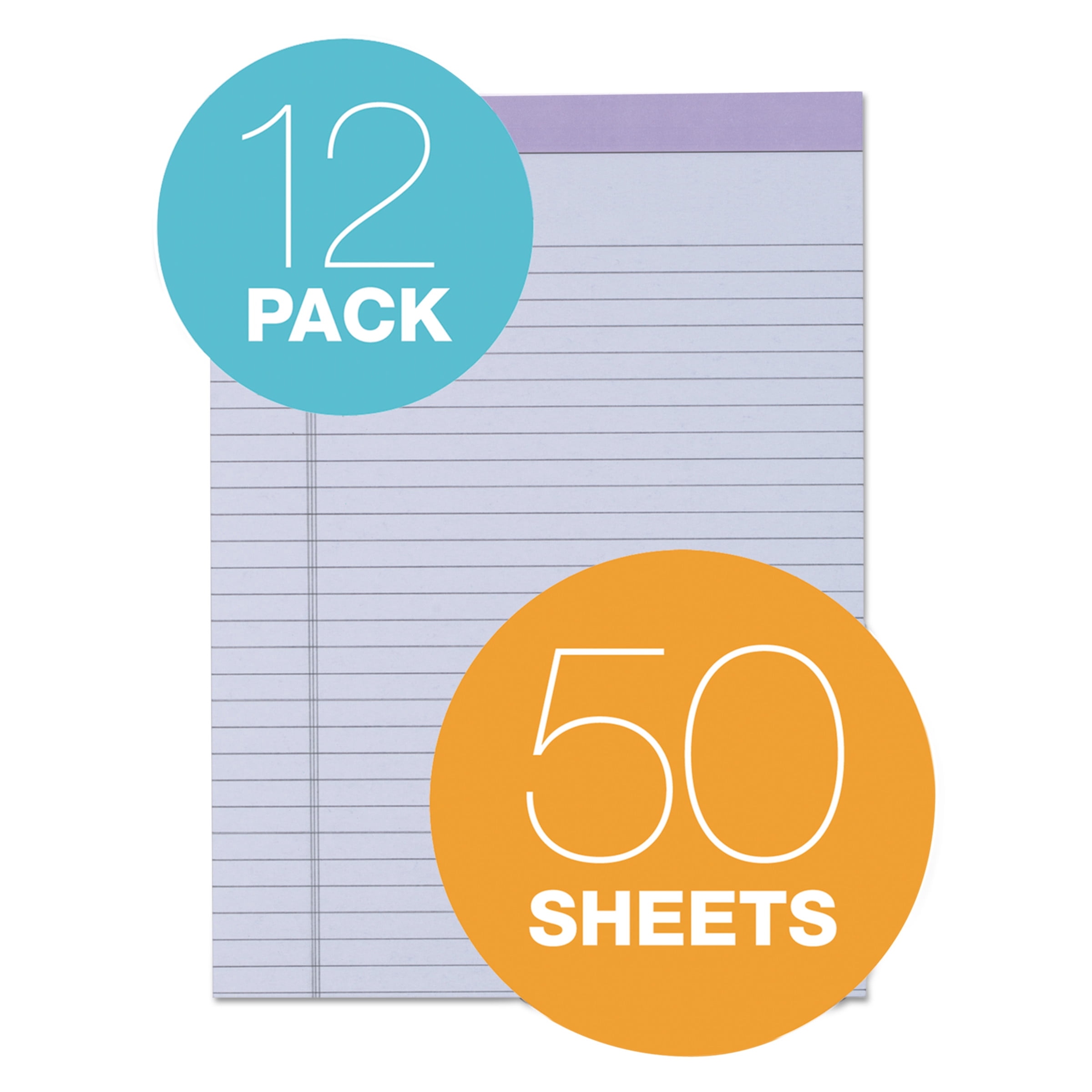 TOPS Prism Plus Colored Legal Pads, 8 1/2 x 11 3/4, Orchid, 50 Sheets, Dozen