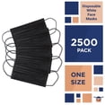 thumbnail image 2 of Disposable Black Face Masks in Bulk. Pack of 2500 Adult Mouth & Nose Masks. 3-ply Mouth Covers with Nose Wire. Unisex Face Dust Protection with Adjustable Earloops for Outdoor, Home, Office., 2 of 9