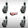 thumbnail image 2 of 4 Inch SS Thermo Rubber Wheel Swivel 1-5/8 Inch Expanding Stem Caster Set, 2 of 2