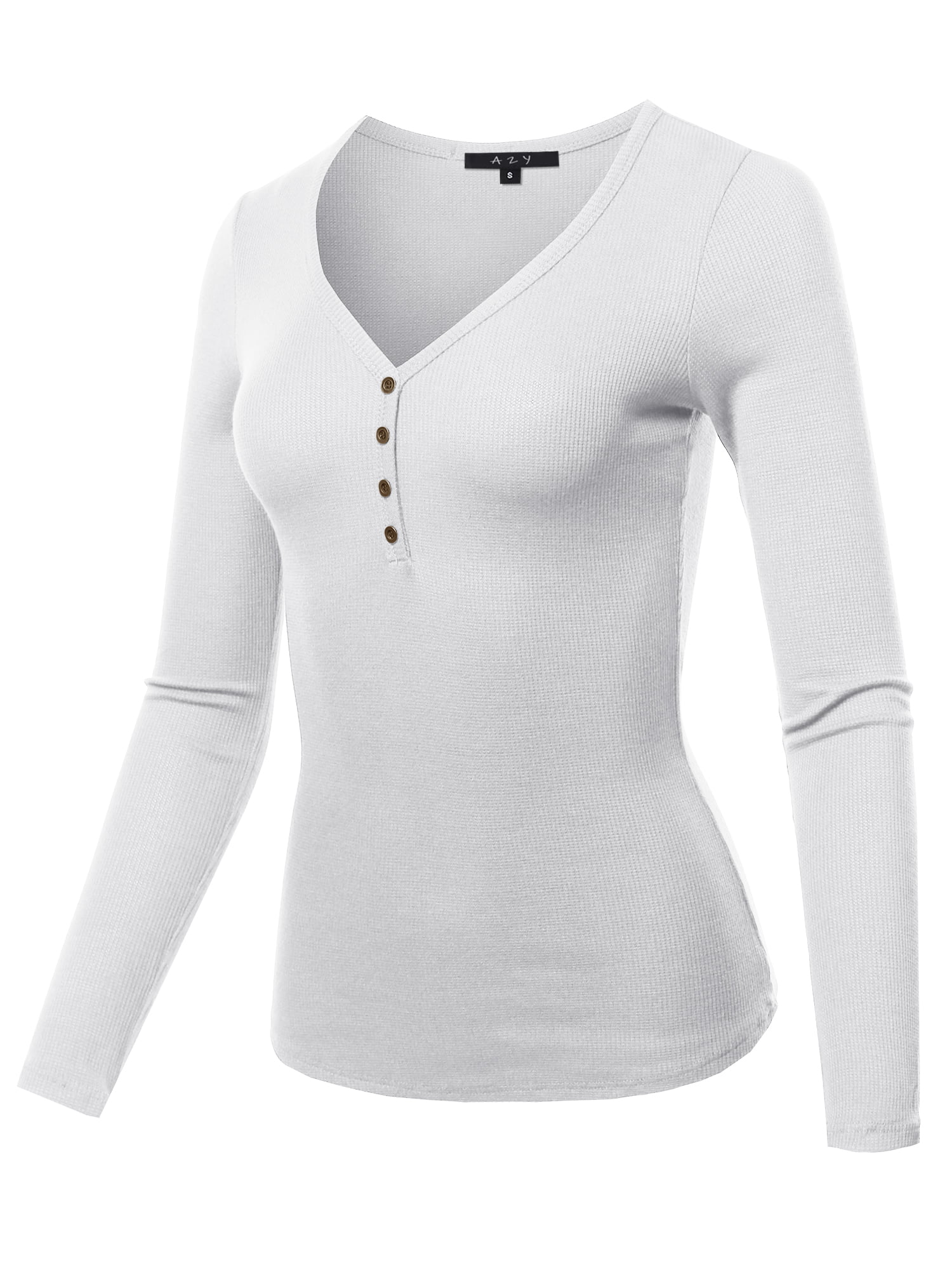 A2Y - A2Y Women's Lightweight Long Sleeve V-Neck Thermal Henley Tops ...