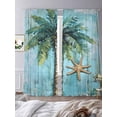 thumbnail image 3 of Coastal Blue Green Sheer Curtains 84 Inch Length 2 Panels Set, Ocean Beach Tropical Plant Starfish Voile Window Treatment Rod Pocket Curtains Sheers Drapes for Bedroom/Living Room/Kitchen 52"x84"x2, 3 of 7