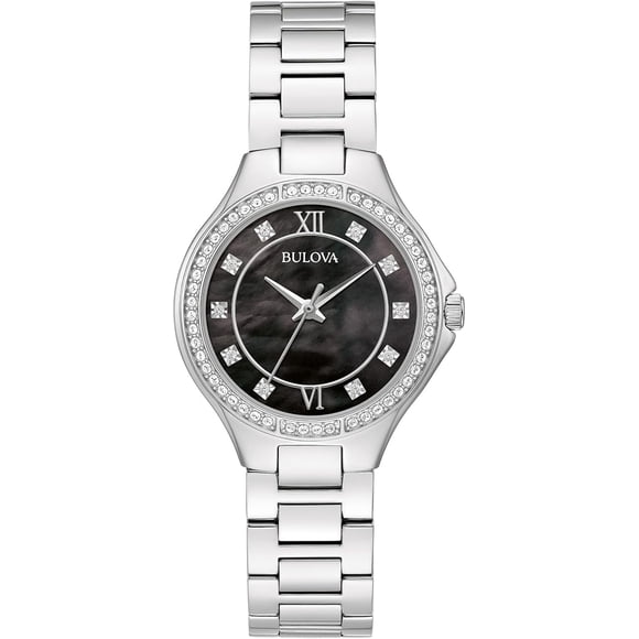 Bulova Montre pour Femme à Cadran Vadrouille Noir en Cristal