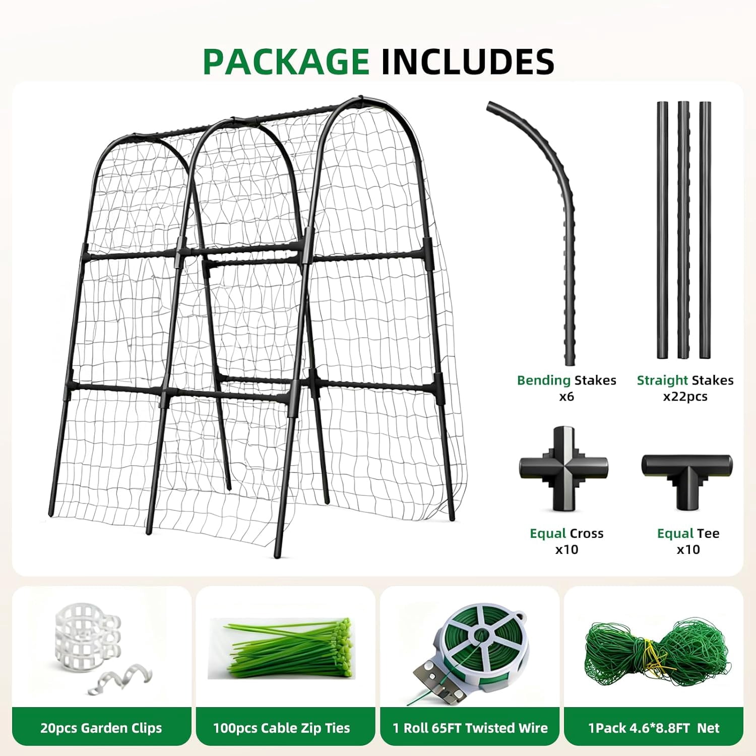 Cucumber Trellis for Raised Bed, U-Shape Garden Arch Metal Support for Climbing Plants, Metal Arch Plant Support Vegetables Trellis, Plant Support for Vine Outdoor