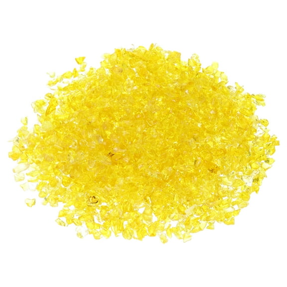 1 Pound Fire Glass Stone, 3-6mm Reflective Fire Pit Glass Rock for Fireplace, Yellow