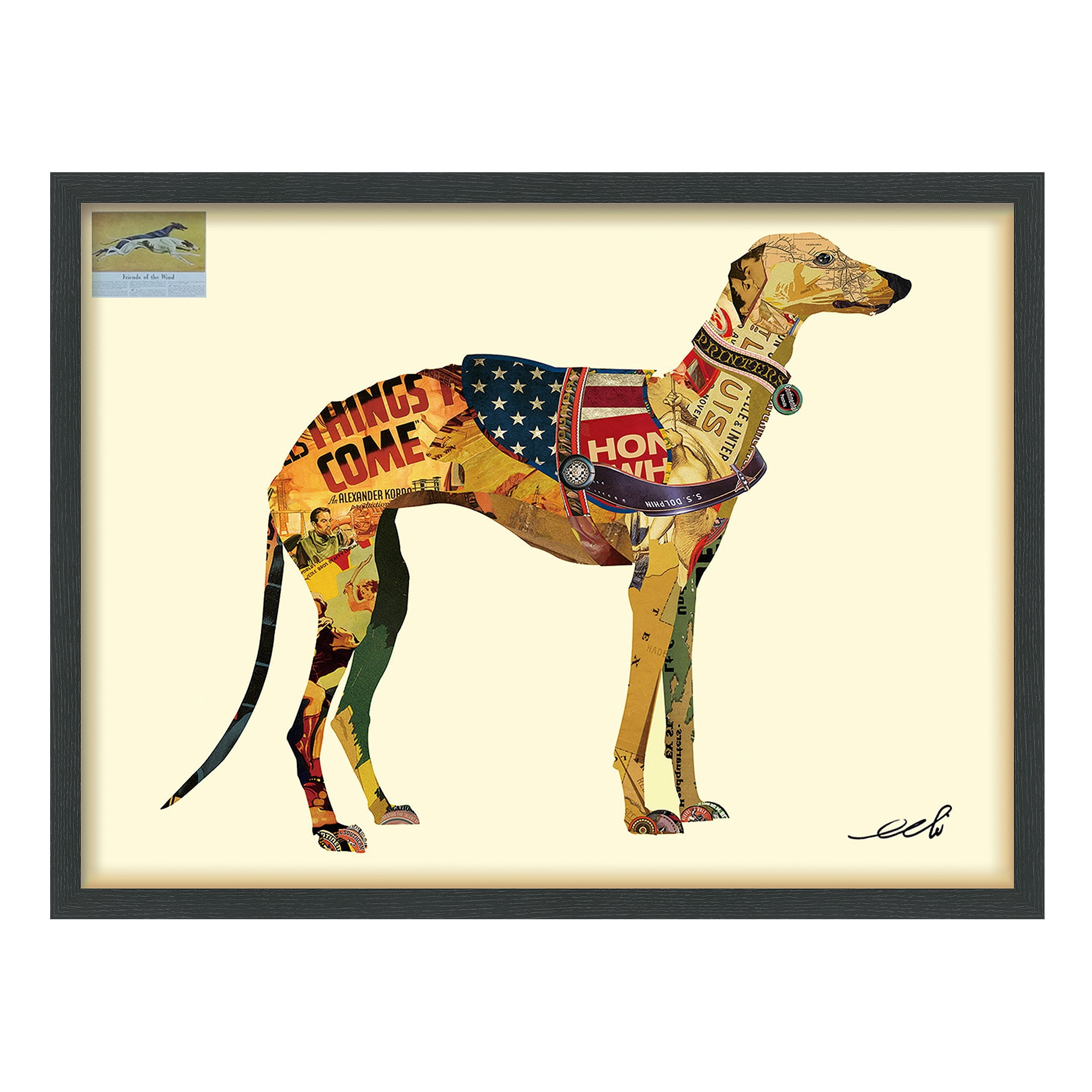 Empire Art Direct Greyhound Dimensional Collage Framed Graphic Art
