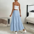 thumbnail image 6 of adviicd Women's Summer Boho Flowy Swing Tiered A-Line Maxi Skirt 2025 Fashion Trendy Elastic Waist Pleated Long Beach Skirts Sky Blue, L, 6 of 7