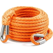 Winch Rope Extension 3/8 Inch x 50 Ft 26,500 Lbs, Synthetic Winch Extension Cable Line for Off Road Vehicle ATV UTV Truck etc (Orange)