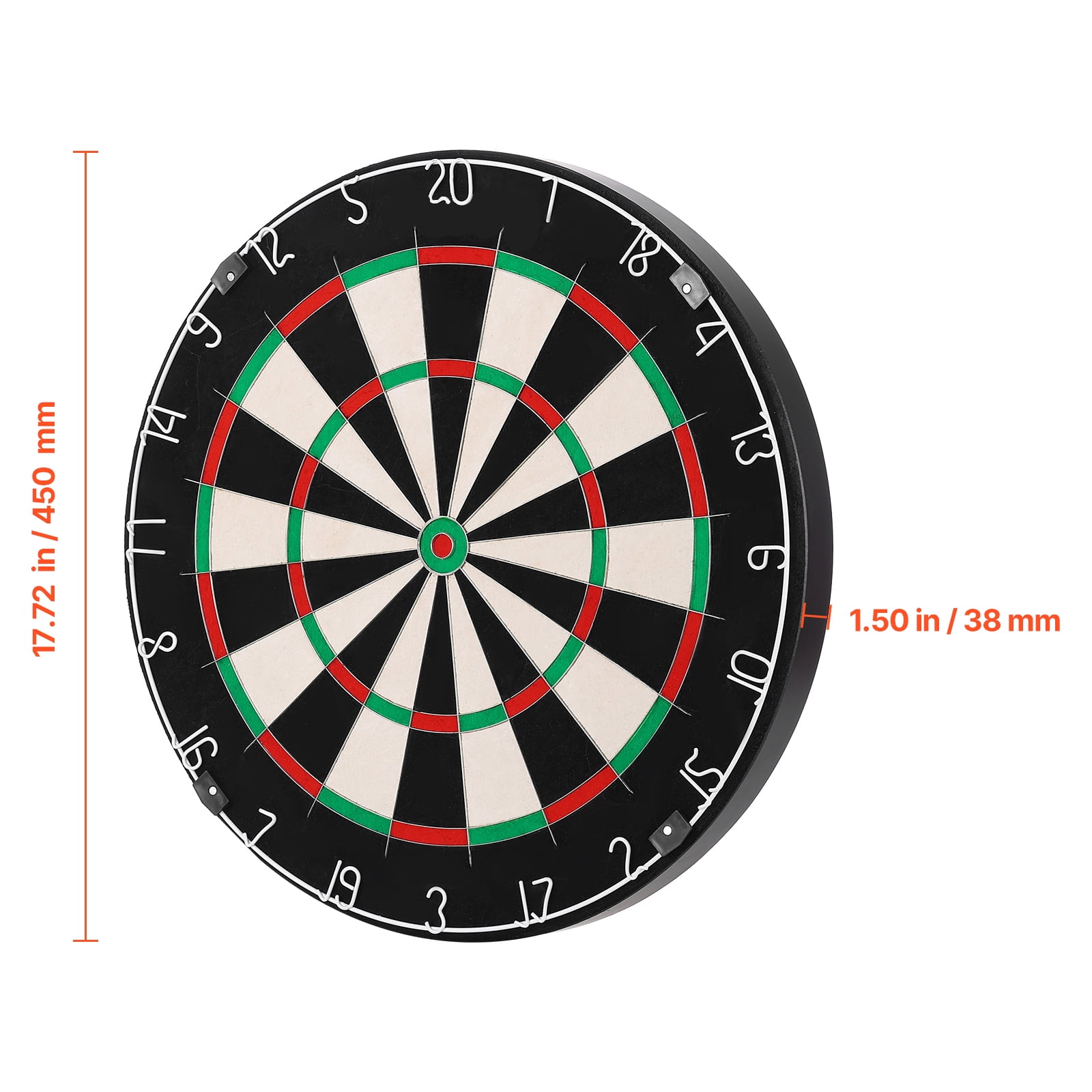 KFFKFF High-Quality Self-Healing Sisal Fiber Dartboard with Staple-Free Bullseye, Blade Wire & Rotating Number Ring, 17.7" Dartboard for Home Entertainment and Game Rooms (Darts Not Included)