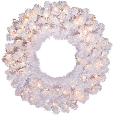 Vickerman 30" Crystal White Wreath Dura-Lit 50CL