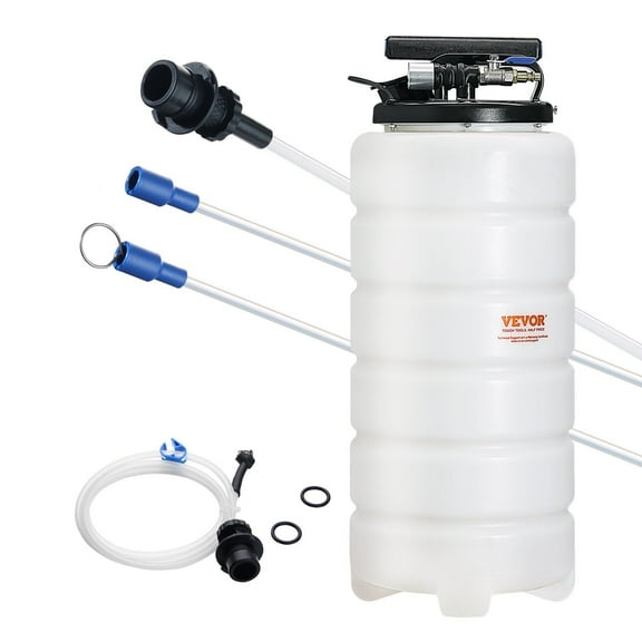 Automotive Fluid Extractor, 4 Gallons (15 Liters) Pneumatic and Manual Oil Change Pump with Dipstick and Suction Hose for Vacuum Evacuation