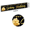 Black Gold Birthday Banner Decorations Happy Birthday Yard Banner for