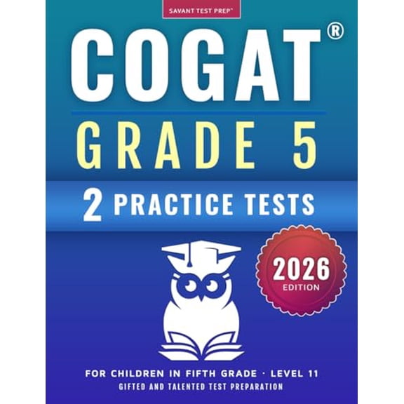 Pre-Owned COGAT Grade 5 Test Prep: Gifted and Talented Test Preparation Book - Two Practice Tests for Children in Fifth Grade (Level 11)