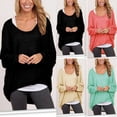 thumbnail image 2 of Women's Oversized Off Shoulder Pullover Tops Long Sleeve Loose Fit Waffle Knit Tops, 2 of 3