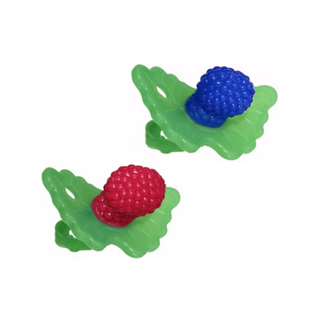 Razberry Silicone Teether (RaZbaby RaZ-Berry Silicone Teether / Double Pack Red & Blue / Multi-texture Design / Hands Free)