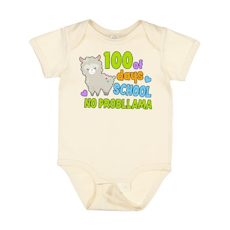 

Inktastic 100 Days of School No Probllama with Llama Gift Baby Boy or Baby Girl Bodysuit