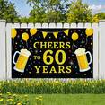 thumbnail image 6 of Glittery Gold Cheers to 60 Years Banner with Beer Mugs Balloons and Bunting Background Party Decorations for 60th Birthday Party Celebration Photography Props Event Decor, 6 of 7