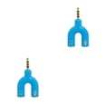 thumbnail image 4 of Matsuzay Divisor de audio de 3,5 mm Conector estéreo 2 en 1 Convertidor de sonido externo Micrófono Auriculares Computadora Tablet Accesorios azul azul 2piezas, 4 of 5