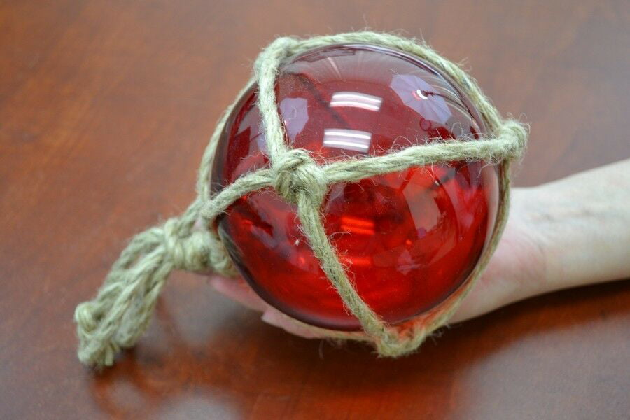 Fishing Net Ball Red Ø 7,5 cm fishing ball glass on the net 